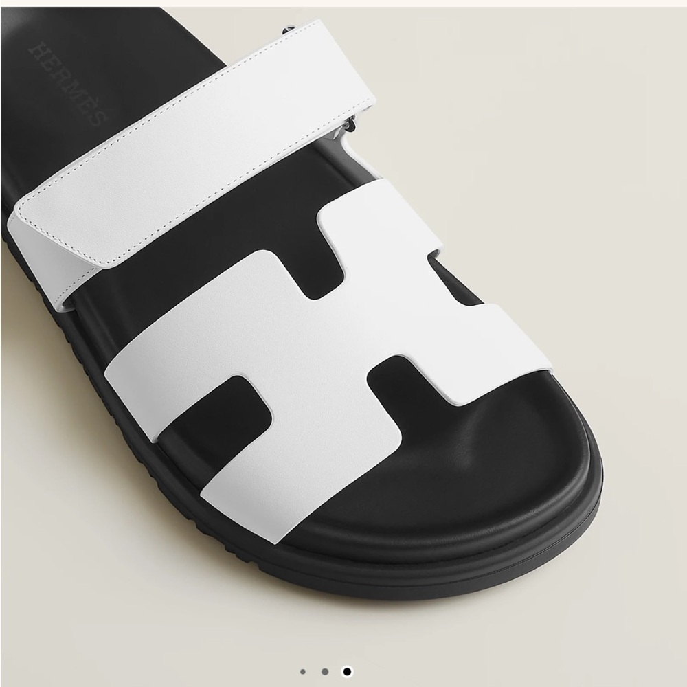 Hermès White and Black Chypre Sandals